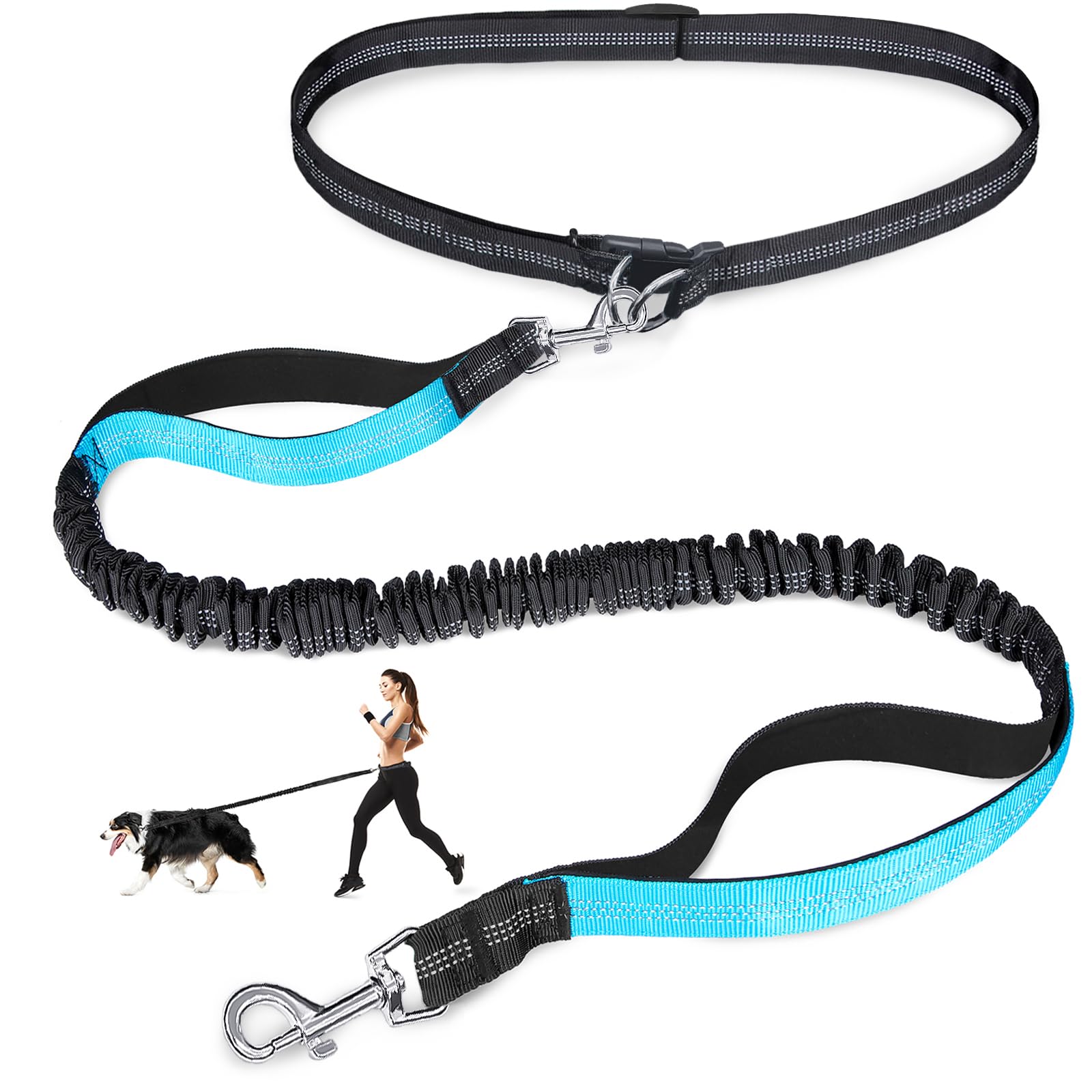 Running Gear Dog - Dubbele elastische reflecterende looplijn draagbare intrekbare