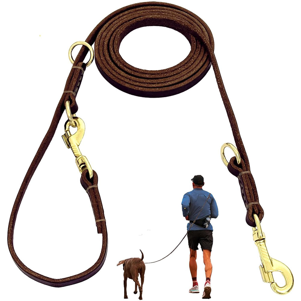 Running Gear Dog - Multifunctionele leren hondenriem, handsfree hondenloopriem, echte